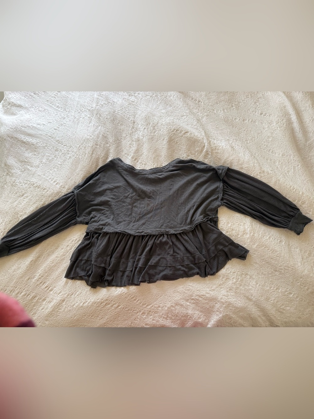 Free People Ruffled Hem Long Sleeve Top